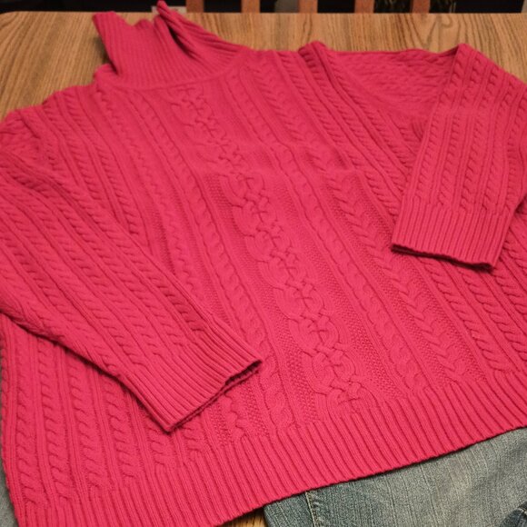 Amazon Essentials Size XXL Red Cable Knit Turtleneck Sweater (EUC) - Picture 1 of 13